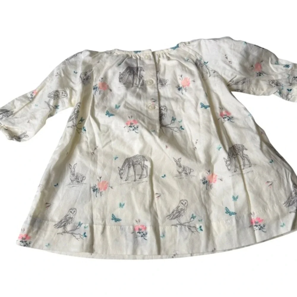 BabyGap‎ Woodland Animal Print Dress and Diaper Cover Set 0-3 Months Cream NWT